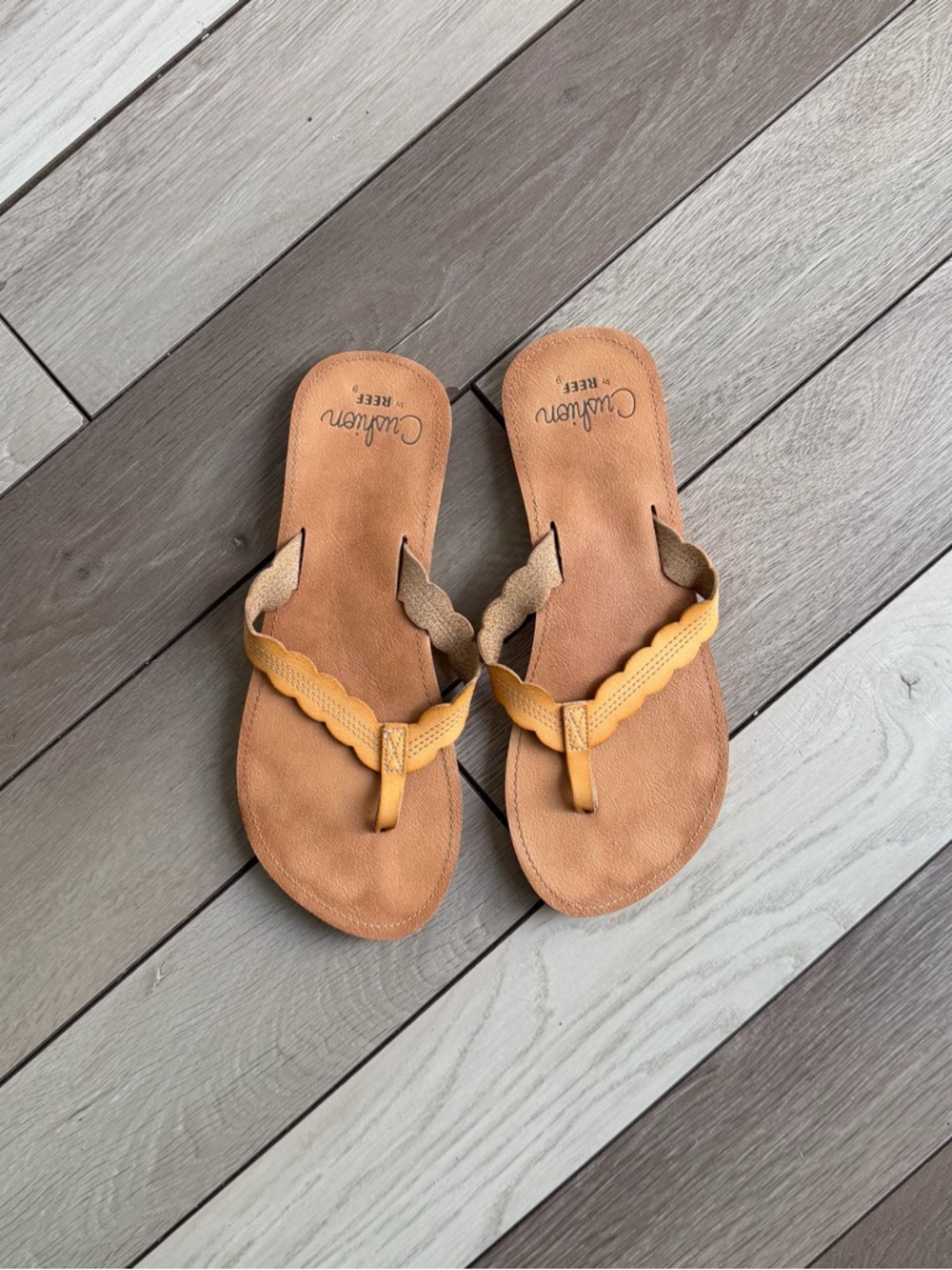 REEF Celine Scalloped Strap Flip-flop Sandal In Natural
